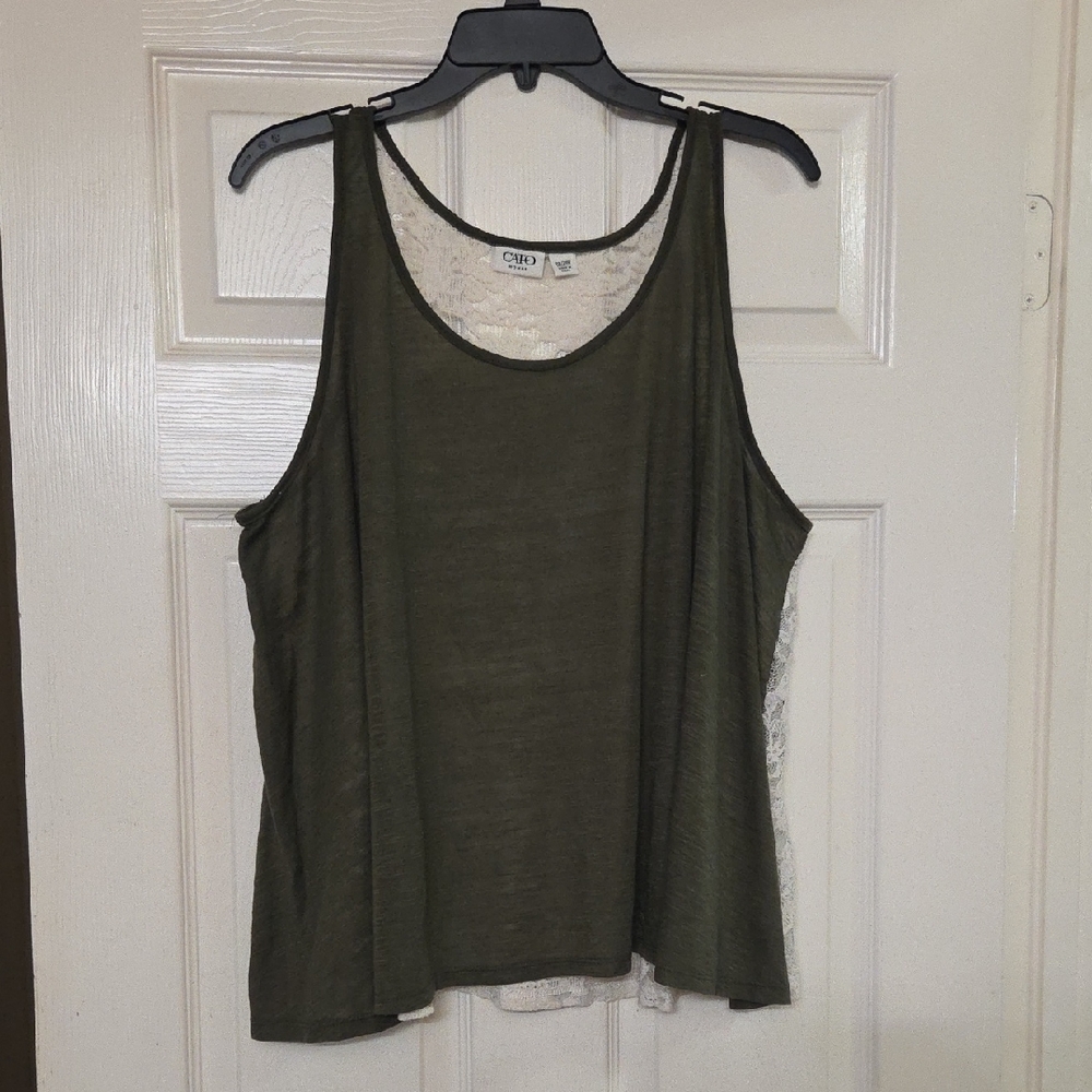 Cato Olive Lace-Back Tank Top